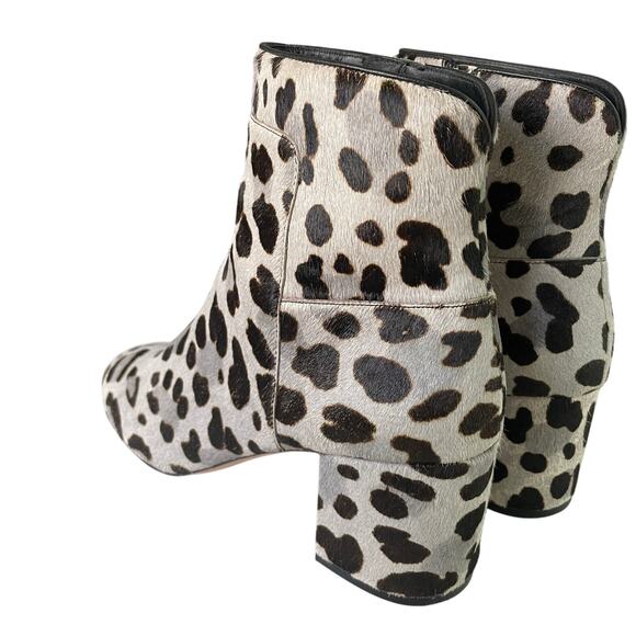 Cole Haan Booties Animal Print Leather Fur Mob Wife Stacked Heel Size 8.5 - Picture 2 of 10